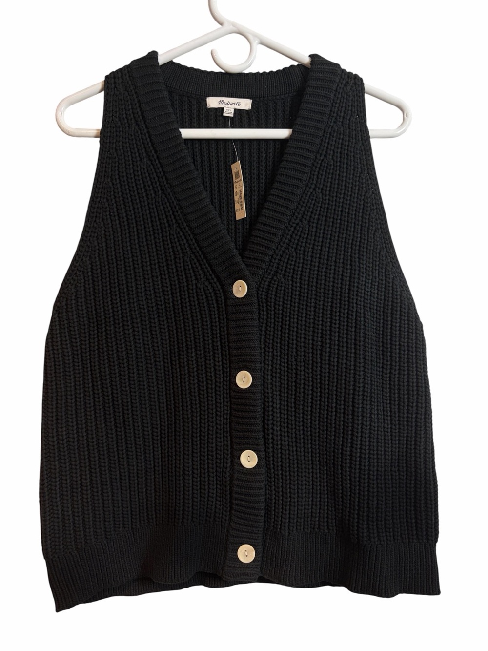 Madewell Black Knit Cutaway Sweater Vest NEW
